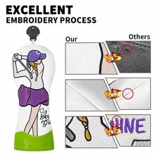 Ladies Swing Golf Club Head Cover; White Golf Club Protective Cover; PU Waterproof Material; Better Protect The Golf Club; - White - View 8