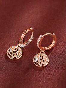 Bông tai thả cây Zirconia - Vàng - Xem 5