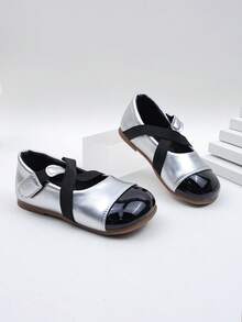 女童鞋秋季新款软底魔术贴公主鞋婴幼儿时尚小皮鞋低帮防滑平底鞋宝宝平底鞋 - 銀色 - 查看 6