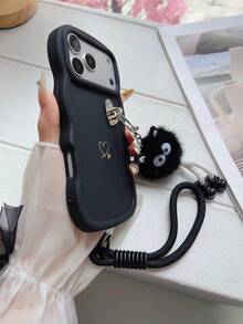 1 قطعة دمية قلب ناعمة، غطاء هاتف محمول DIY بألوان الماكرون الجميلة مع سلسلة الهاتف، متوافق مع هواتف سامسونج جالاكسي S25، S24، S24 بلس/S24+، S24 أولترا، S24 FE، S20، S21، S22، S23 وأيفون 11/11 برو/11 برو ماكس/12/12 برو/12 برو ماكس/13/13 برو/13 برو ماكس/14/14 برو