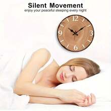 JFHT Wooden Round Wall Clock - Silent Non-Ticking Tree Ring Design, Light Wood Tone, AA Battery Powered (Not Included), Home Decoration, Holiday, Living Room Clock, Nature Theme Design, Country Style Aesthetics - màu đen - Xem 7