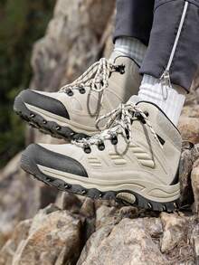 2025新款女士时尚徒步鞋，轻便厚底旅行运动鞋，户外防滑耐用休闲多功能女士徒步鞋，耐磨米色女士徒步靴