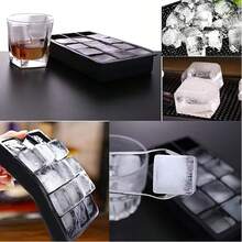 15-Cavity Black Silicone Ice Cube Tray, Easy Release Ice Mold, Suitable For Cocktails, Whiskey, Home & Commercial Use - Black - View 6