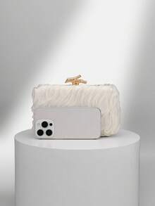 1件套 CHARM BAG 花卉派对手拿包，时尚斜挎包，闪亮奢华派对手提包，适合舞会礼服、毕业舞会礼服、约会之夜、婚礼，也可作为生日礼物。婚礼手拿包，派对包，节日派对礼服、晚礼服和亮片礼服的完美搭配。 - 白色 - 查看 5
