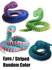 1/2/3/4/5件装新颖可动关节3D打印蛇形摆件，内含惊喜蛋，色彩缤纷，可作家居办公装饰桌面摆件，适用于各种房间装饰，可作雕像、桌面摆件、解压玩具、减压玩具，也是复活节、万圣节、圣诞节、感恩节、派对礼品的理想之选。 - 彩色 - 查看 28