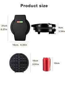 SCISHARE 600瓦三合一华夫饼机，带可更换烤盘 - 不粘双面加热，小巧便携，可制作华夫饼/甜甜圈，可拆卸方便清洗，节省空间设计，多功能早餐机 - 英規插(220-240V) - 查看 4