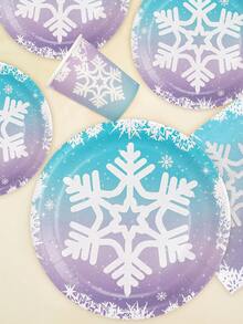 10pcs/20pcs Christmas Snowflake Tableware Set Winter Frozen Birthday Party Supplies Blue Snowflake Paper Plates Cups Napkins Dinnerware Pack For Christmas Winter Wonderland Frozen-Themed Birthday Babe Shower Decorations - Multicolor - View 5