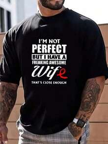 Men's Graphic T-Shirt With Slogan - Black - View 5