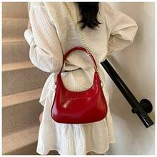 Nuevo Bolso Bandolera Con Cadena Versátil Bolso Media Luna - Rojo - Ver 5