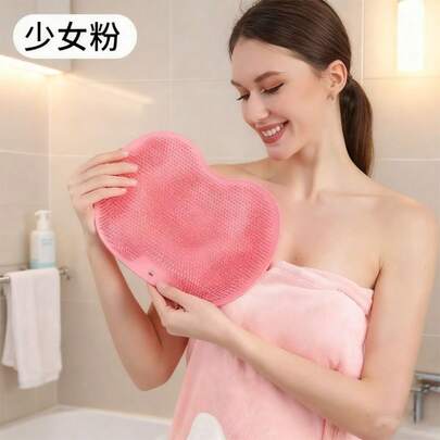 1 pezzo Spazzola per la schiena in silicone rosa creativa, tappetino antiscivolo da bagno, cuscinetto per massaggio dei piedi, accessorio pratico per il bagno