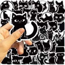40/50/63pcs Small Black Cat Doodle Stickers, PVC Material, Durable, Suitable For Laptop, Phone, Water Bottle, Etc. High Adhesive Design Ensures Stickers Stay Firmly In Place.