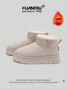HUANQIU 2025 Autumn/Winter New Women's Ankle Boots Women's Sports Shoes Fashion Multi Functional Lightweight And Comfortable Soft Soled Casual Shoes Running Shoes Women's Ankle Boots Beige Snow Boots - Beige - View 1