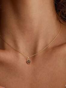 1 件不锈钢项链女士山茶花项链优雅花朵吊坠项链黄金首饰妈妈礼物女士礼物 - 金色 - 查看 1