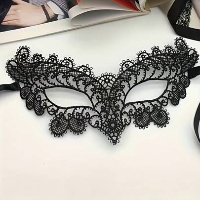 1PCS, Masquerade Black Lace Mask Half Face Female Halloween Cos Party White Fun Cute Eye Mask Veil