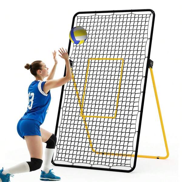 Red de rebote para voleibol, 178 x 101 cm - Red de rebote ajustable para entrenamiento de voleibol, multiángulo, fácil de instalar, plegable, estructura resistente, ideal para gimnasios en casa y práctica de voleibol al aire libre.