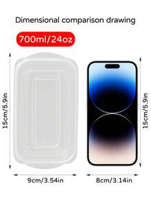 Awaoko 6个700毫升/24盎司厨房食品储物盒，带盖冰箱食品储物盒，可重复使用，适用于肉类、水果和蔬菜，可用作午餐盒、便当盒、外卖盒等。厨房用品，厨房配件，厨房工具