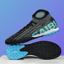 男式足球鞋 坚固地面足球鞋 女式草皮足球鞋 橄榄球靴 户外透气运动专业男女通用 - 黑色 - 查看 2