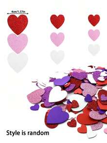 120个自粘泡沫心形贴纸，闪光和哑光两种表面处理，适用于情人节、婚礼DIY工艺品、装饰和贺卡 - 彩色 - 查看 7