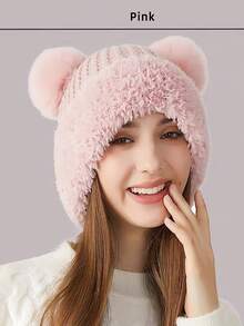 1pc Women's Warm Winter Hat, Thick Knit Hat, Winter Accessory, Hat, Women's Winter Beanie, Hat, Winter Hat, Christmas Hat, Gift For Her, Men's Hat, Suitable For Daily Wear, Commuting Outfit