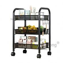 Folding Trolley Cart Shelf Storage Rack Rolling Office Wheels Metal 3/4/5 Tier - Black - View 34