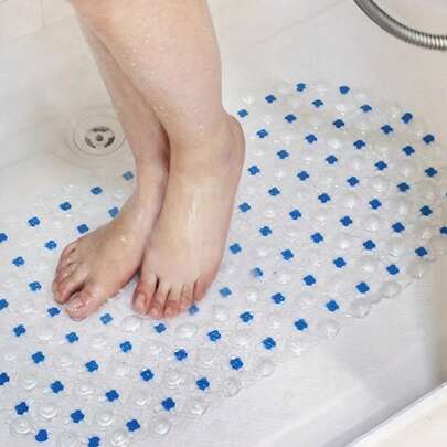 1pc Anti-Slip Shower Mat, Non-Slip Suction Cup Bath Mat, Bathroom Non-Slip Mat With Drainage Holes And Suction Cups, Foot Massage Bathroom Floor Mat, Bathroom Accessories, Home Bathroom Decor, Christmas