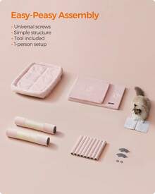 Feandrea Cat Tree, 39.8-Inch Cat Tower, XL, Cat Condo For Extra Large Cats Up To 44 Lb, Large Cat Perch, 2 Cat Caves, Scratching Post - Hồng - Xem 5