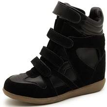 Versteckte Innenhöhe Damen High-Top-Sneaker – Klettverschluss, für kleine Frauen, höhenvergrößernd & figurbetonend, sportlich-freizeitlich