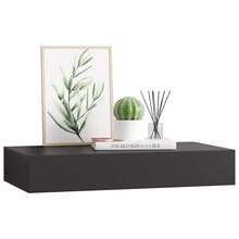 Estantería Flotante de Pared Larryhot con Cajón Negro 48x25x8 cm, Adaptable a múltiples estancias (entrada, baño, despacho), estructura robusta, fácil de montar, ideal para almacenaje y decoración - Negro - Ver 3
