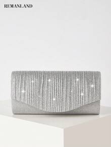 REMANLAND Sac à main plissé argenté brillant et élégant pour femme, sac de soirée léger et à la mode, sac de soirée à rabat magnifique et raffiné, assorti aux robes de soirée, sac quotidien pour femme, idéal pour les rendez-vous, le shopping, les voyages, les banquets, les soirées, les banquets, les sacs à chaîne, les sacs à bandoulière et les portefeuilles.