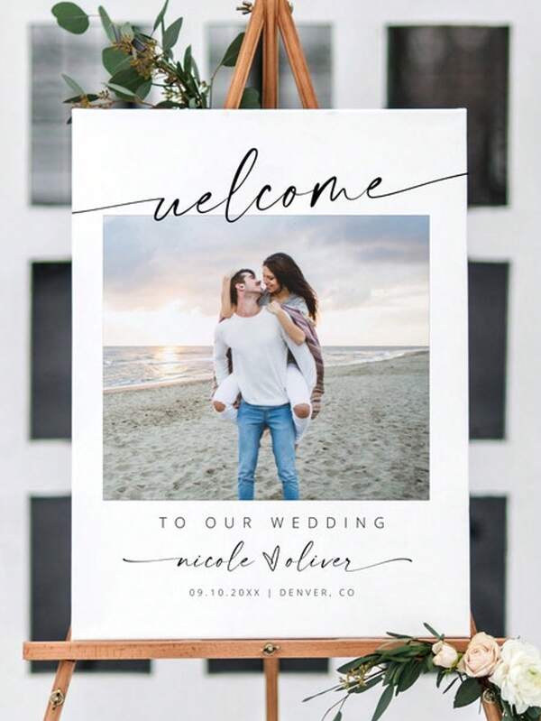 Panneau de bienvenue de mariage personnalisable, affiche de bienvenue de mariage modifiable, panneau de bienvenue de mariage photo, modèle de panneau de bienvenue de mariage