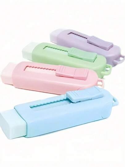1pc Sliding Telescopic Eraser, Multi-Color Sliding Telescopic Plastic Cap Pencil Eraser, School Office Large Eraser, Drawing Art Eraser, Standard Pencil Eraser, Office Correction Product