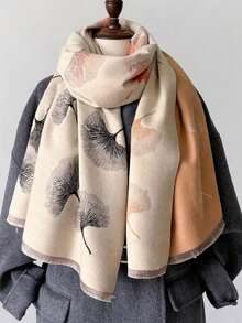 1 Stück eleganter Klee-Muster Jacquard Schal, warm und modisch für Frauen, geeignet für klimatisierte Räume, Herbst/Winter