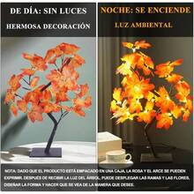 VIDA4U Lmpara Bonsi de Hojas de 48 Arces Rojas, Luces Artificiales con Ramas Ajustables Alimentadas por, Lmpara Nocturna de Mesa para la Decoracin del Hogar, Festival, Navidad, - Arce Rojo - Ver 4