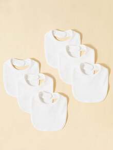 momscare Baby 6 Stücke Lätzchen Einfarbig Gewebe - Weiss - Übersicht 6