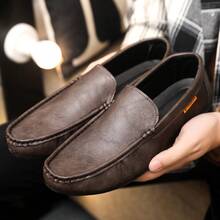 休闲乐福鞋，舒适男士乐福鞋，男士平底鞋，办公休闲风，简约设计，一脚蹬，日常穿着，男士时尚 - 棕色 - 查看 2