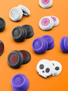 2pcs Silicone Joystick Caps, Compatible With PlayStation4/PlayStation5/Switch Pro Controller, Gaming Accessories - Joystick Caps, PlayStation5 Controller Joystick Caps, FPS Enhancing, PlayStation4/PlayStation5 Controller High Performance Joystick Caps, Spider Pattern, Purple Pattern