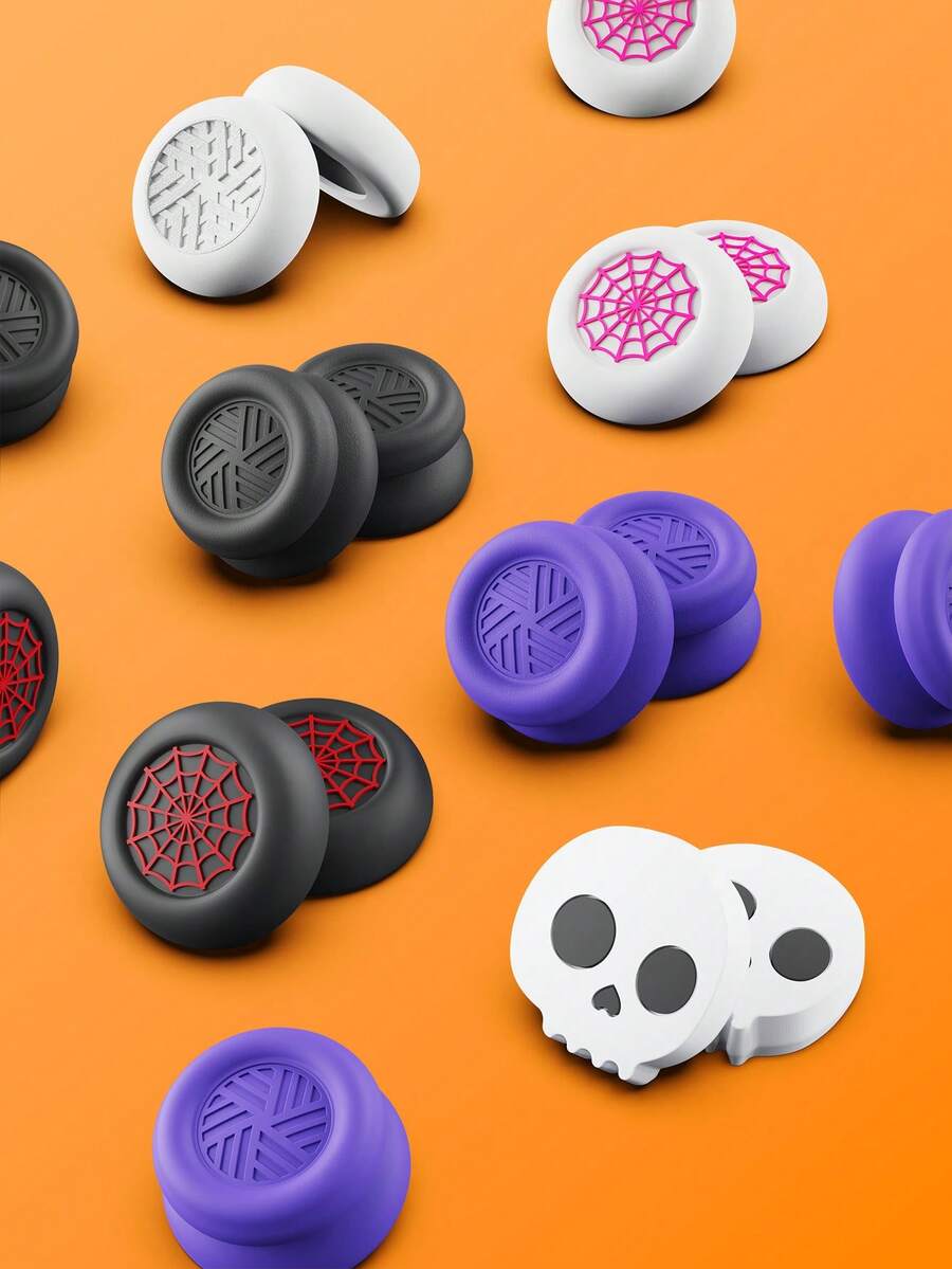 2pcs Silicone Joystick Caps, Compatible With PlayStation4/PlayStation5/Switch Pro Controller, Gaming Accessories - Joystick Caps, PlayStation5 Controller Joystick Caps, FPS Enhancing, PlayStation4/PlayStation5 Controller High Performance Joystick Caps, Spider Pattern, Purple Pattern
