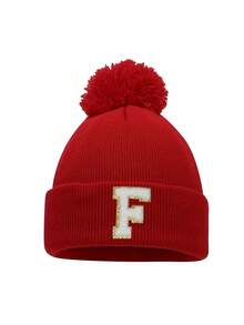 1 件亲子 A-Z 字母针织帽女童帽子儿童无檐帽婴儿配饰儿童帽子弹力学生女孩男孩帽子 - 紅色 - 查看 7