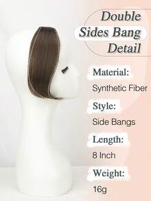 Side Air Bangs Wig Clip In, 8 Inch French Clip Front Side Bangs For Women - Daily Use Natural Hair Extension - Multicolor - View 2