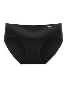 10pcs Black Silky Stretchy Triangle Panties, Breathable Moisture-Wicking Everyday Underwear