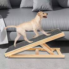Adjustable Heights Dog Pet Ramp Foldable Stairs Non-Slip Ramp For Bed Sofa Car - 木材顏色 - 查看 3