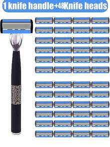 Men's Manual Safety Shaver, With 6 Layers Of Sharp Razor Blades For Smooth Shaving, An Ergonomic Manual Designed Shaving Tool That Provides An Instant Shaving Experience, Making You Feel Refreshed. It Is A Men's Shaving Tool That Is Easy To Clean, Easy To Install, Affordable And Durable.