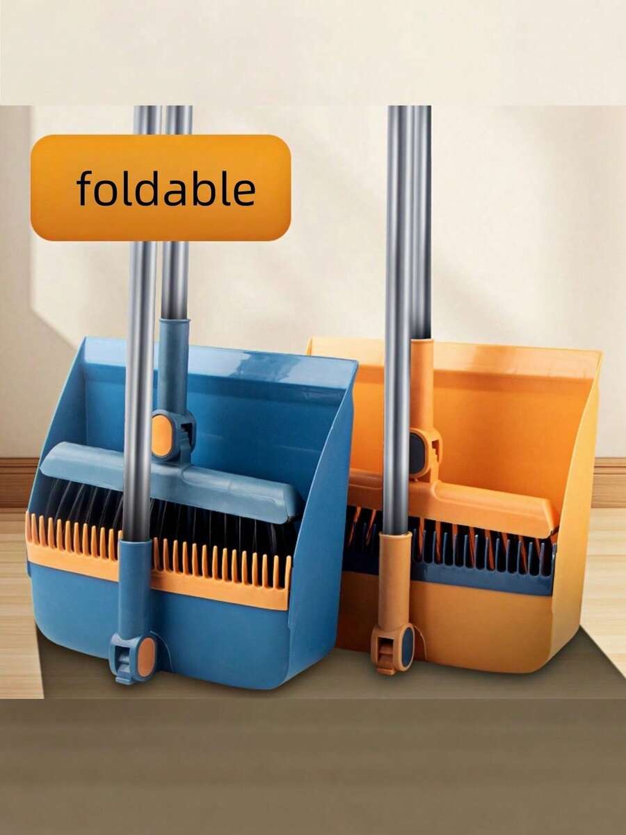 Multi-Functional Vertical Broom And Dustpan Three Pieces Set, Rotatable Non-Stick Hair Scraper Water Scraper Broom Dustpan Combination Set, Flexible Cleaning Combination, Suitable For Home Use - Suitable For Living Room, Bedroom, Bathroom, Kitchen, Courtyard And Other ScenesCan Be Used For Home Decoration, Car Decoration, Office Desk Decoration, Dining Table Decoration, Teacher's Day Gift, Birthday Gift - Multicolor - View 1