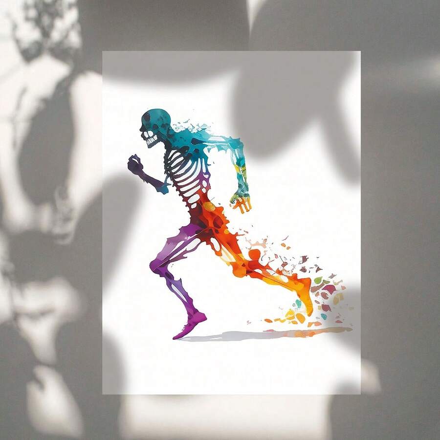 Ensemble d'impression sur canevas d'art de coureur de squelette, emballage amélioré, imperméable et anti-reflet, affiche d'inspiration fitness, décoration murale motivante
