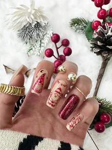 5 Peças de Adesivos de Arte de Unhas de Papai Noel Vermelho em Estilo de Desenho Animado - Design de Arte DIY para Inverno, Natal, Ano Novo, Flocos de Neve Vermelhos Fofos, Renas, Papai Noel, Pinguins, Corações, Fitas, Acessórios de Natal, Adequado para Uso Diário, Casamento e Feriados de Mulheres, Adesivos de Unhas Descartáveis, Estilo de Tema de Desenho Animado e Fofo, Fácil de Colar, Decoração de Salão de Beleza