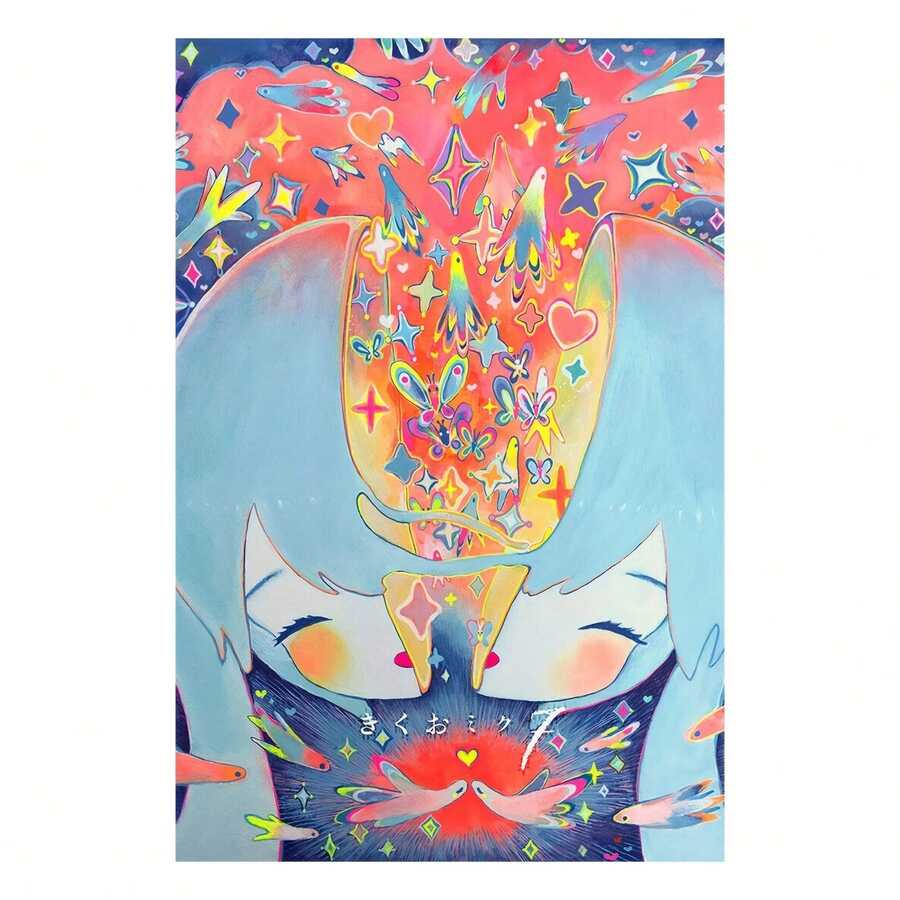 菊子初音未来7音乐艺术家帆布海报 - 色彩鲜艳的艺术作品,无框墙面装饰,适用于客厅和卧室,是音乐室装饰的完美礼物之选 - A - 查看 1