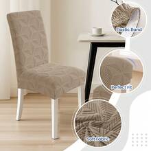 YSTYLE Chair Covers With Backrest 2/4/6 Pieces, Stretch Chair Covers, Living Room Kitchen Chair Covers, Universal Cat Scratch-Resistant Chair Cover, Modern Stain-Resistant Chair Cover - Khaki - View 3
