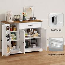 Kitchen Cabinet, Sideboard, Kitchen Furniture, 1 Drawer, 3 Doors, Anti-Tip Device And Magnetic Cabinet Doors - Retro Color - View 6