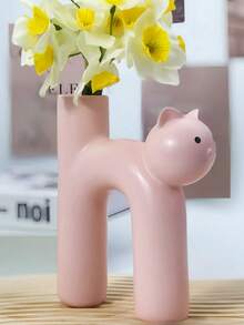 1 قطعة إناء زهور سيراميك أنيق بشكل قطة، إناء زخرفي للغرفة، الرف، طاولة الطعام، زخرفة راتنجية، هدية عيد الميلاد، ديكور الغرفة