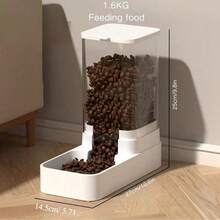 Katzen Automatischer Futter- & Wasserspender Set, Großvolumige 2-in-1 Schale mit fließendem Wasser, Design ohne nassen Mund